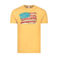 Vintage Mustard American flag with leopard Vintage Tee - HowdyJamesFarm