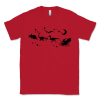 Red christmas santa dinosaur sleigh ride t rex funny gift t shirt Classic Tee - minhPixels