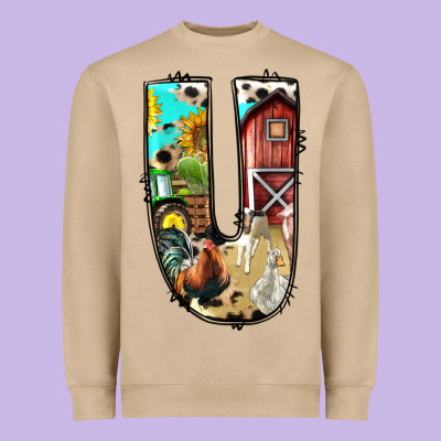 Farm Life Alphabet Lowercase Letters U Heavyweight Sweatshirt Designed By Bundleandbundleshop