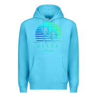 Ocean Blue Vintage Aruba Beach Tropical Vibes Vacation Souvenir Gift Premium Hoodie - minhPixels