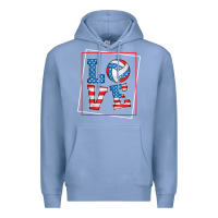Colony Blue love usa flag volleyball gifts for volleyball fans teen t shirt Premium Hoodie - minhPixels