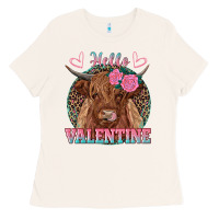 Bone hello valentine highland cow Ladies Tee - RanaPortraitStore