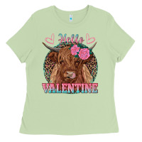 Matcha hello valentine highland cow Ladies Tee - RanaPortraitStore