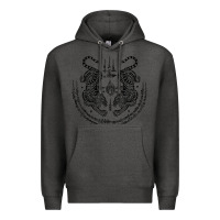 Charcoal Heather sak yant thai tattoo twin tiger muay magical thailand gifts t shirt Premium Hoodie - minhPixels