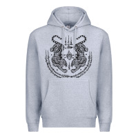 Heather Grey sak yant thai tattoo twin tiger muay magical thailand gifts t shirt Premium Hoodie - minhPixels