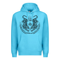 Ocean Blue sak yant thai tattoo twin tiger muay magical thailand gifts t shirt Premium Hoodie - minhPixels