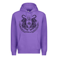 Purple sak yant thai tattoo twin tiger muay magical thailand gifts t shirt Premium Hoodie - minhPixels
