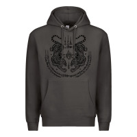 Smoke sak yant thai tattoo twin tiger muay magical thailand gifts t shirt Premium Hoodie - minhPixels