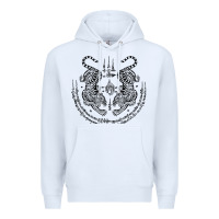 White sak yant thai tattoo twin tiger muay magical thailand gifts t shirt Premium Hoodie - minhPixels