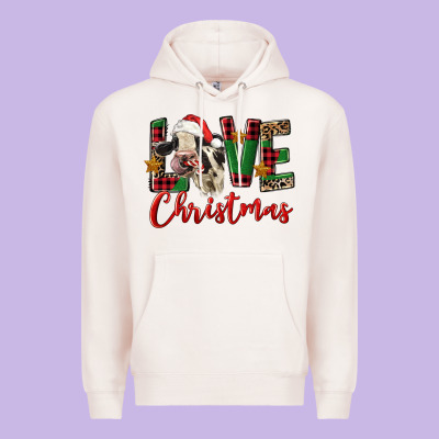 Love Christmas Holstein Heifer Premium Hoodie Designed By Fadigitalartstudio