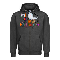 Charcoal Heather My 1st Halloween Zipper Hoodie - CowhideDigitalArt