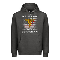 Charcoal Heather Veteran Navy Corpsman Patriotic 4th of July Gifts Premium Hoodie - minhPixels