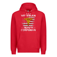 Red Veteran Navy Corpsman Patriotic 4th of July Gifts Premium Hoodie - minhPixels