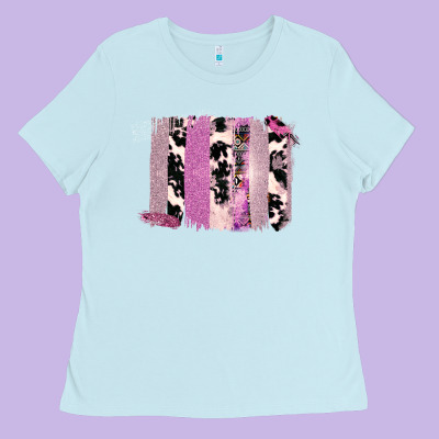 Purple Glitter Cowhide Pattern Brushstrokes Ladies Tee Designed By Bettercallsaul