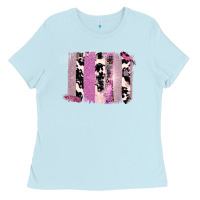 Baby Blue Purple Glitter Cowhide Pattern Brushstrokes Ladies Tee - Bettercallsaul