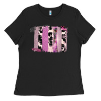 Black Purple Glitter Cowhide Pattern Brushstrokes Ladies Tee - Bettercallsaul