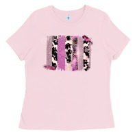 Bubblegum Pink Purple Glitter Cowhide Pattern Brushstrokes Ladies Tee - Bettercallsaul