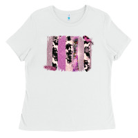 White Purple Glitter Cowhide Pattern Brushstrokes Ladies Tee - Bettercallsaul