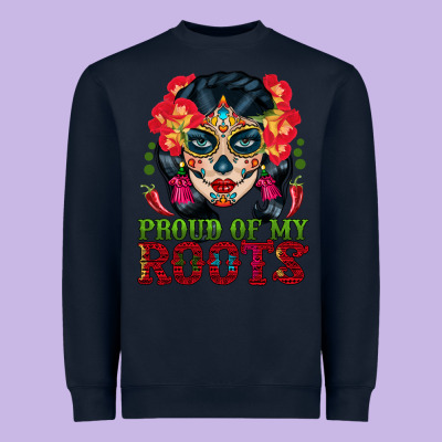 Sugar Skull Woman Proud Of My Roots Heavyweight Sweatshirt Designed By Bundleandbundleshop