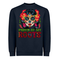 Navy sugar skull woman proud of my roots Heavyweight Sweatshirt - BundleAndBundleShop