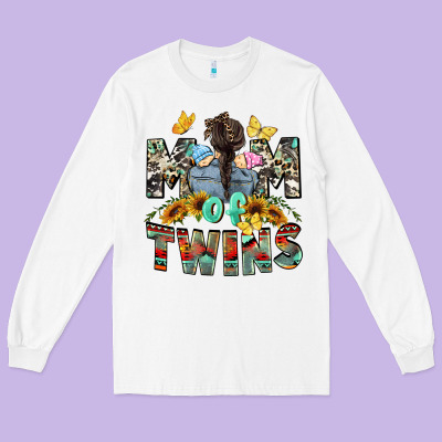 Mom Of Twins Mother's Day Long Sleeve Tee Designed By Cowgirlartshop
