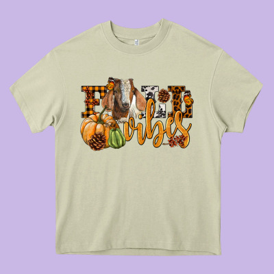 Fall Vibes Boer Goat Heavy Core Tee Designed By Lillyallendesigns