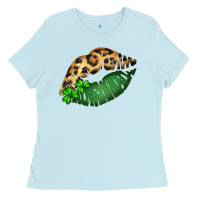 Baby Blue St. Patricks Day Leopard Lips Ladies Tee - Bettercallsaul