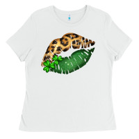White St. Patricks Day Leopard Lips Ladies Tee - Bettercallsaul