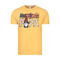 Vintage Mustard American papa with gnome 4th of july Vintage Tee - HowdyJamesFarm