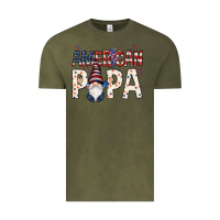 Vintage Olive American papa with gnome 4th of july Vintage Tee - HowdyJamesFarm