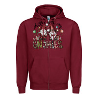 Burgundy Chillin With My Gnomies Zipper Hoodie - CowhideDigitalArt