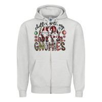 Dove Grey Chillin With My Gnomies Zipper Hoodie - CowhideDigitalArt