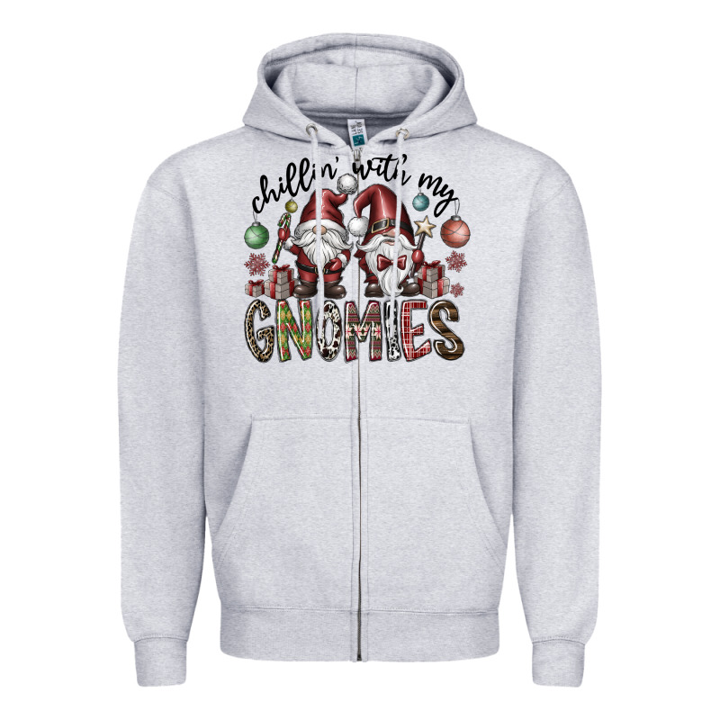 Chillin With My Gnomies Zipper Hoodie by CowhideDigitalArt | Teevron