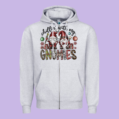 Chillin With My Gnomies Zipper Hoodie Designed By Cowhidedigitalart
