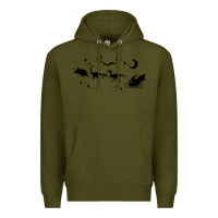 Army Green christmas santa dinosaur sleigh ride t rex funny gift t shirt Premium Hoodie - minhPixels