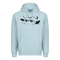 Blue Mist christmas santa dinosaur sleigh ride t rex funny gift t shirt Premium Hoodie - minhPixels