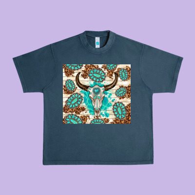 Gemstone Bull Skull Leopard Urban Heavy Tee Designed By Tumblerdesignbyshophia