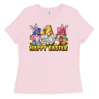 Bubblegum Pink happy easter gnomies Ladies Tee - chombo