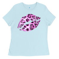 Baby Blue Pink Leopard Lips Ladies Tee - Bettercallsaul