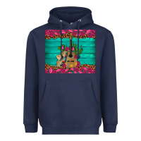 Navy mexican guitar roses cactus sombrero Heavyweight Hoodie - Artiststas