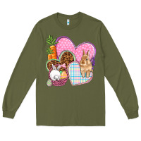 Army Green Easter hearts Easter Day Long Sleeve Tee - HowdyJamesFarm