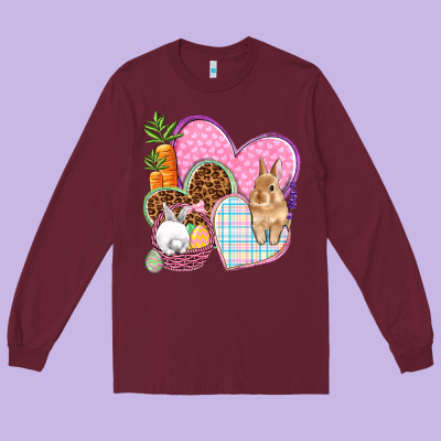 Easter Hearts Easter Day Long Sleeve Tee Designed By Howdyjamesfarm