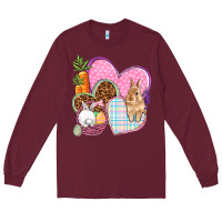 Burgundy Easter hearts Easter Day Long Sleeve Tee - HowdyJamesFarm