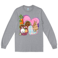 Heather Grey Easter hearts Easter Day Long Sleeve Tee - HowdyJamesFarm