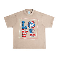 French Oak love usa flag volleyball gifts for volleyball fans teen t shirt Urban Heavy Tee - minhPixels
