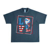Midnight Navy love usa flag volleyball gifts for volleyball fans teen t shirt Urban Heavy Tee - minhPixels