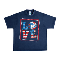 Navy love usa flag volleyball gifts for volleyball fans teen t shirt Urban Heavy Tee - minhPixels