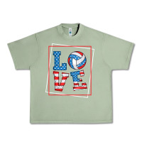 Oil Green love usa flag volleyball gifts for volleyball fans teen t shirt Urban Heavy Tee - minhPixels