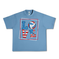 Pebble Blue love usa flag volleyball gifts for volleyball fans teen t shirt Urban Heavy Tee - minhPixels