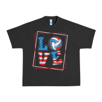 Pigment Black love usa flag volleyball gifts for volleyball fans teen t shirt Urban Heavy Tee - minhPixels
